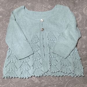 Handmade Blue Knitted Cardigan (Size S/M)